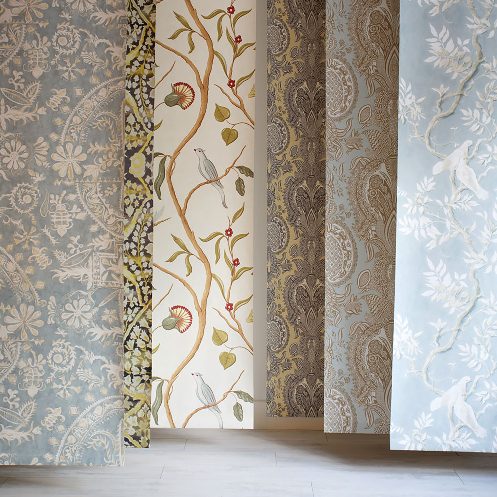 hanging wallpapers lewis and wood London showroom Chelsea Harbour